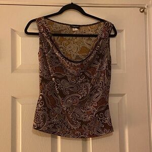 90s Swoop Neck Brown Paisley Tank Top